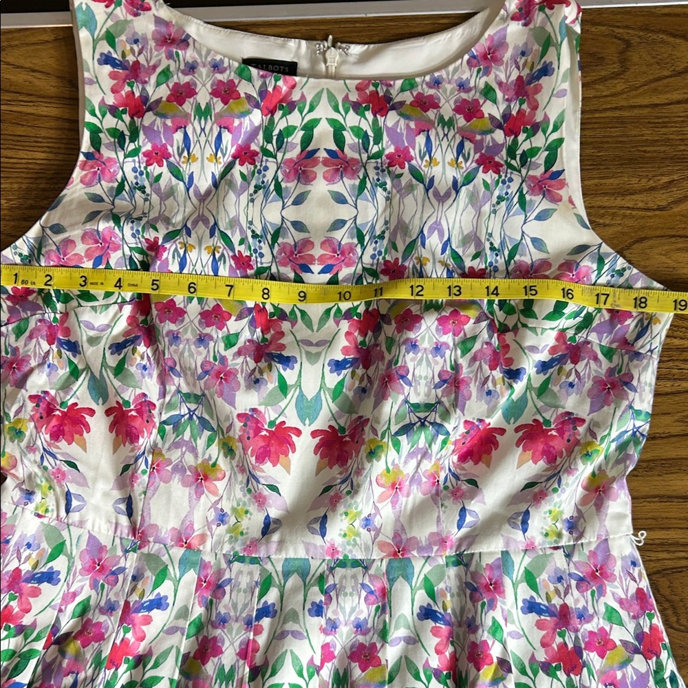 Talbots Floral Print Sleeveless Belted Zip Midi Lined Dress Size 12 - Picture 9 of 9